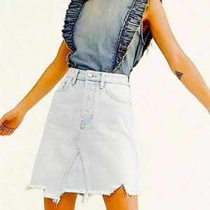 Free People - We The Free - Going Rogue Tidal Wave Denim Mini Skirt Asymmetric